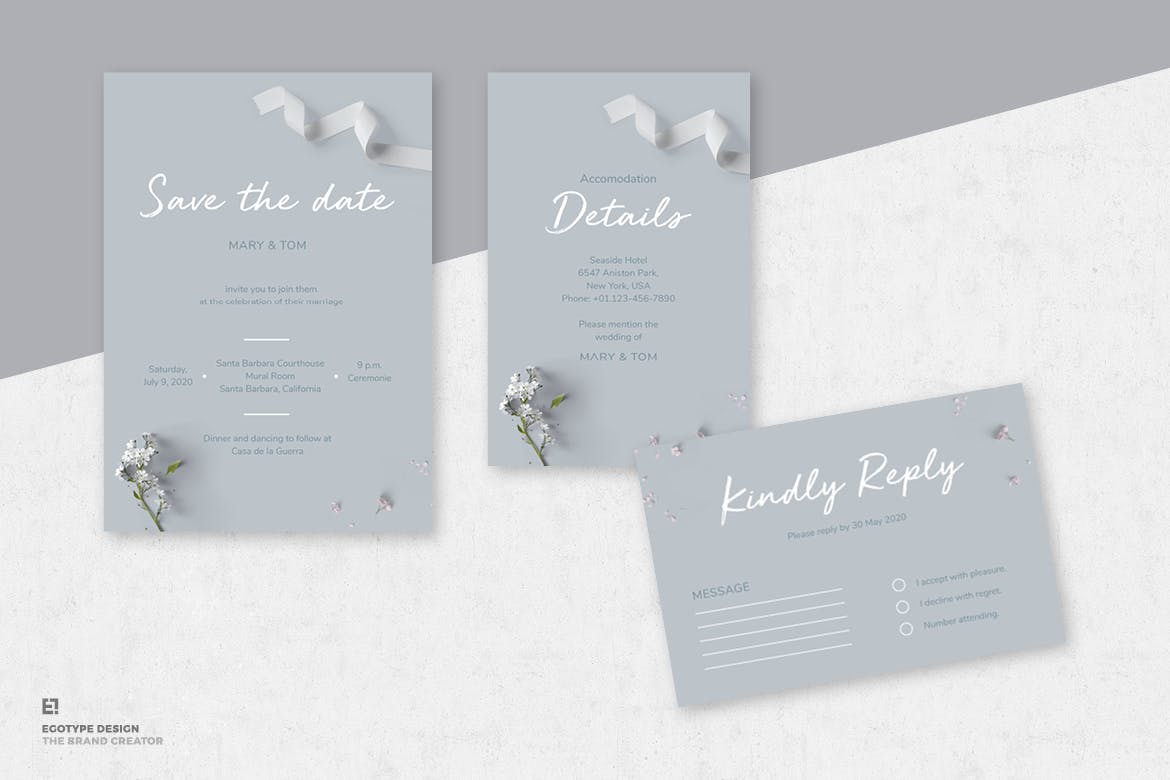 折纸艺术装饰风格婚礼邀请设计套件 Wedding Invitation Suite插图(2)