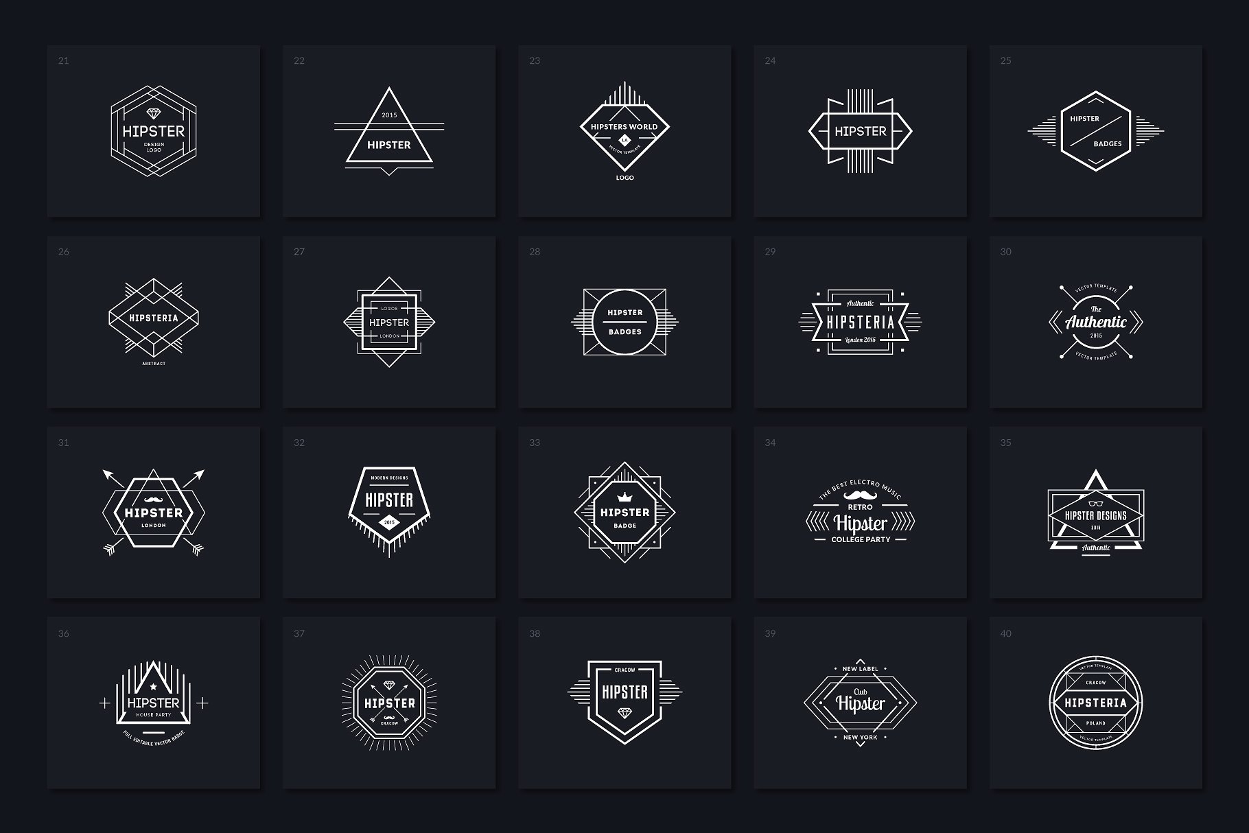 40个复古时尚潮人徽标模板V.1 40 Hipster Logos Vol. 1插图(2)
