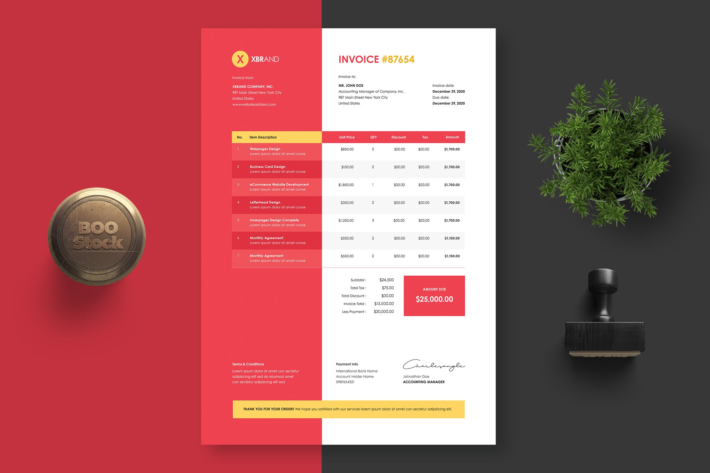 企业发票/购物单据版式设计模板v29 Invoice Template 29插图