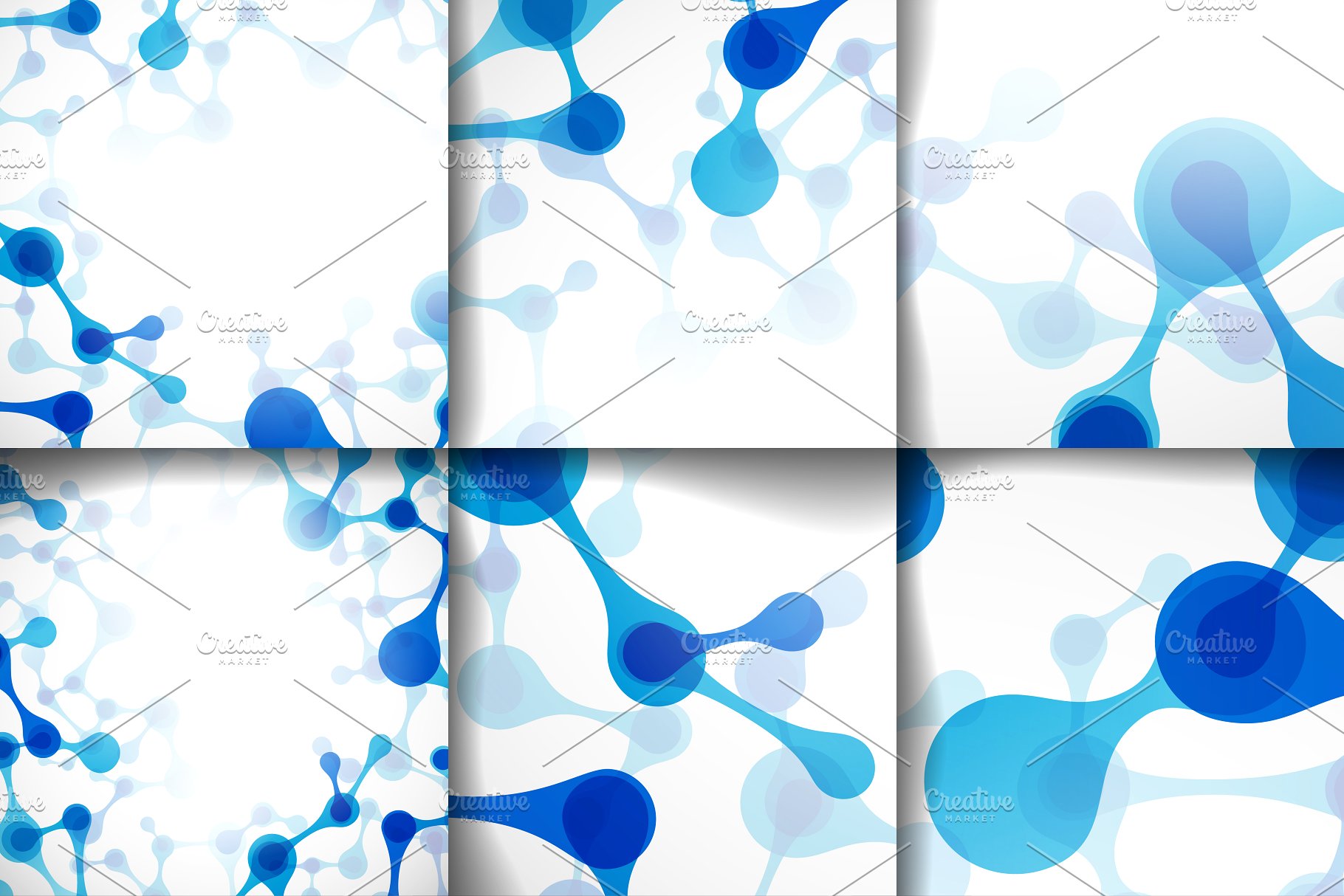 分子结构抽象图形背景纹理 Big set with molecular backgrounds.插图(1)