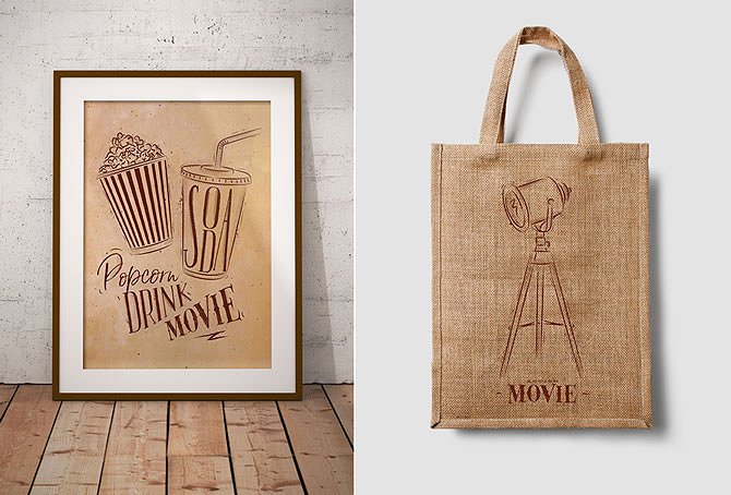 复古黑白电影投放机剪贴画 Cinema Vintage Set插图(5)