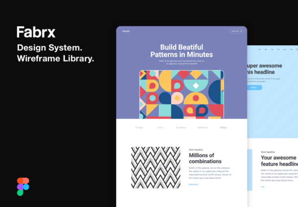 素材库下午茶：创意现代的网站页面设计线框图Fig模板