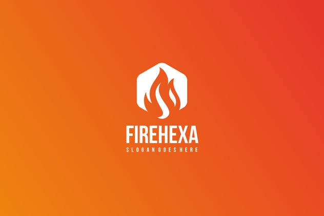 六边形火焰企业创意Logo设计模板 Fire Hexagon Logo插图(1)