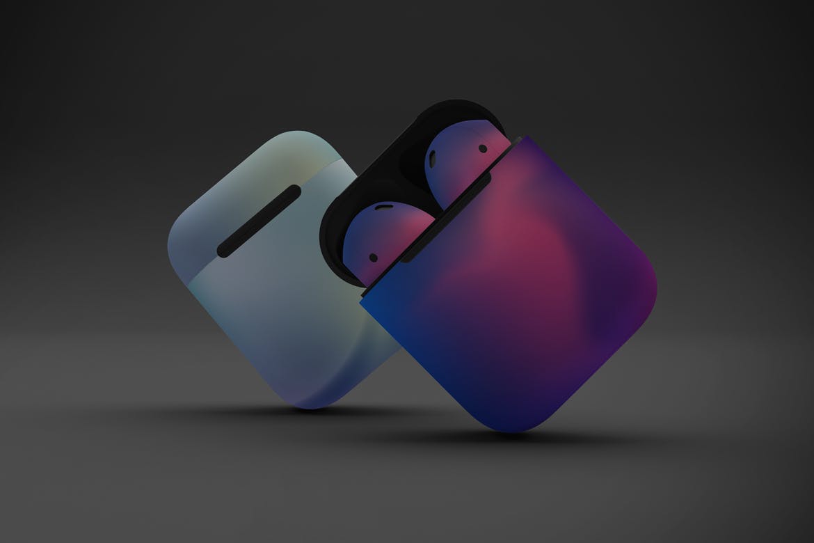 暗色背景AirPods无线耳机外观设计素材库精选样机v2 Dark AirPods Mockup V.2插图(7)