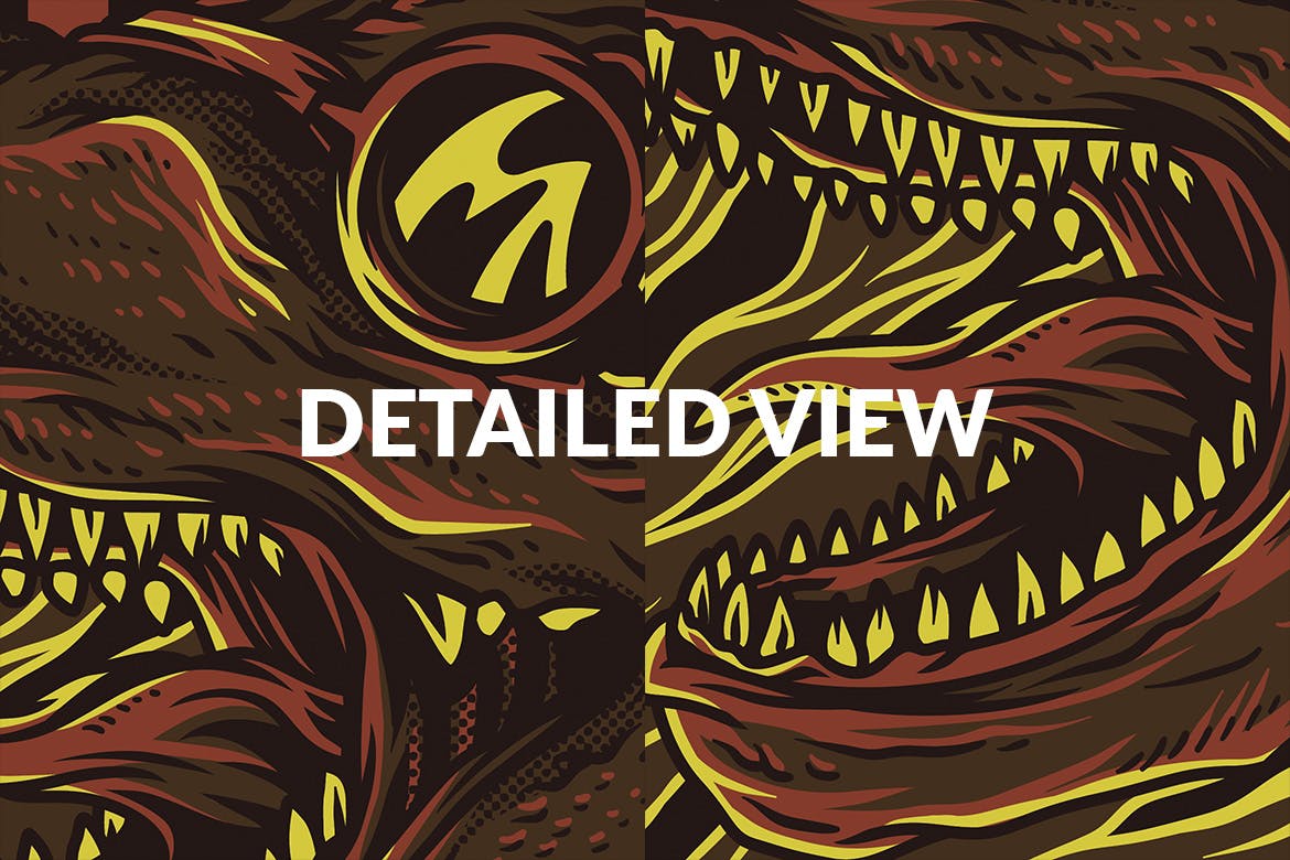 恐龙时代手绘插画T恤印花图案设计素材 Extinct Era插图(3)