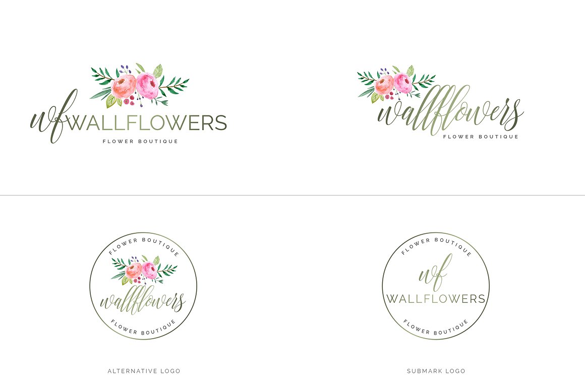 超级水彩风 Logo 设计素材包 Watercolor Premade Branding Logo Kit [模板、纹理&元素]插图(32)