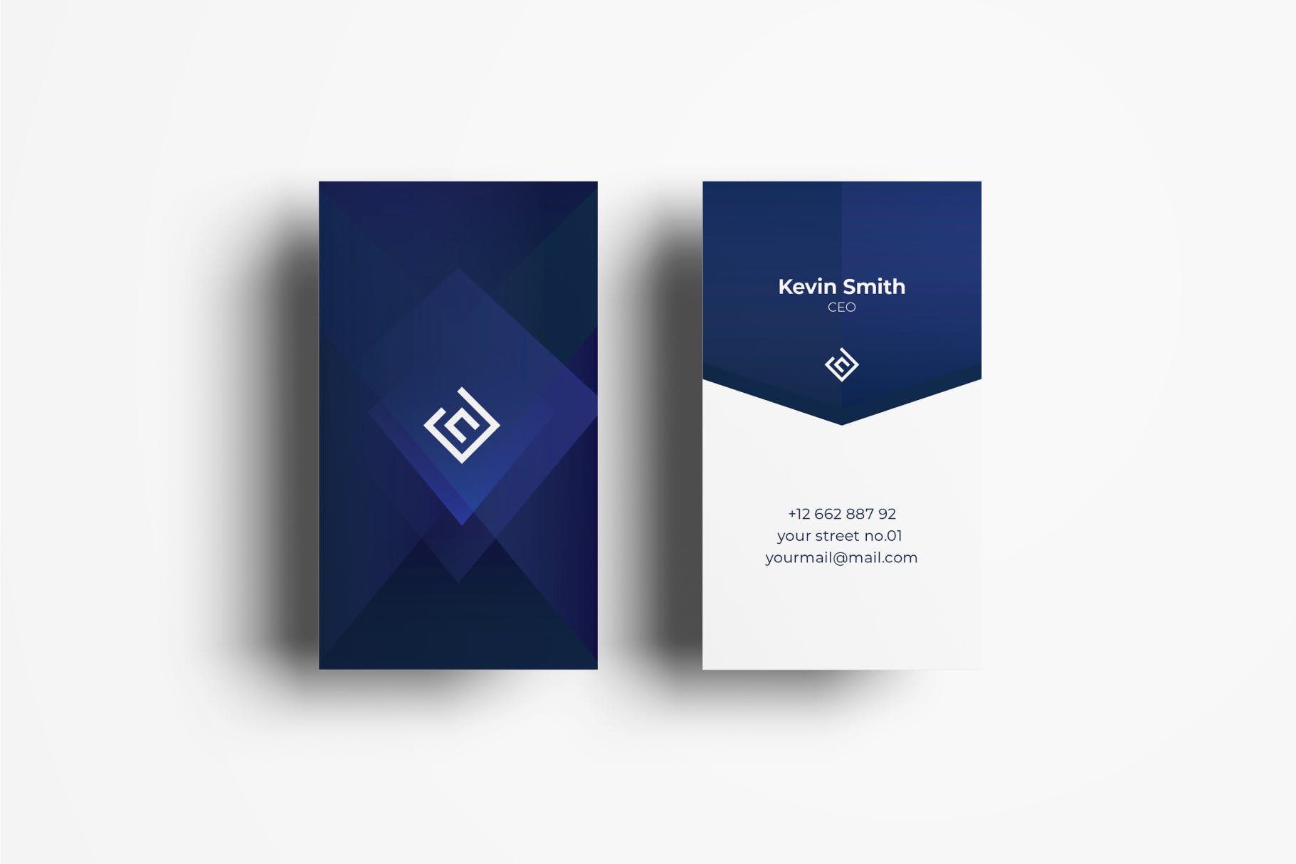 蓝色配色竖版设计企业名片模板v59 Business Card Template.v59插图(1)