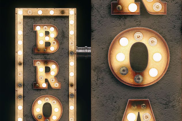 大帐篷灯泡装饰金属字体场景模板2 Marquee Light Bulbs Front 2 – Font Without Bulbs插图(9)