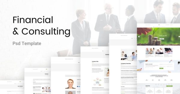 财务与咨询网站设计PSD模板 Financial &amp; Consulting PSD Template