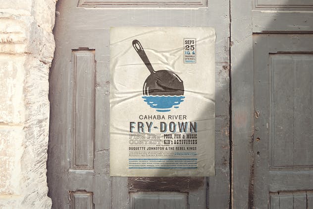 胶合效果广告海报设计样机 Poster Glued Effect Mockups插图(4)