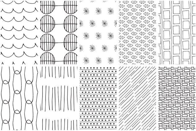 简约手绘线条包装设计印花素材 Simple Line Handdrawn Patterns插图(5)