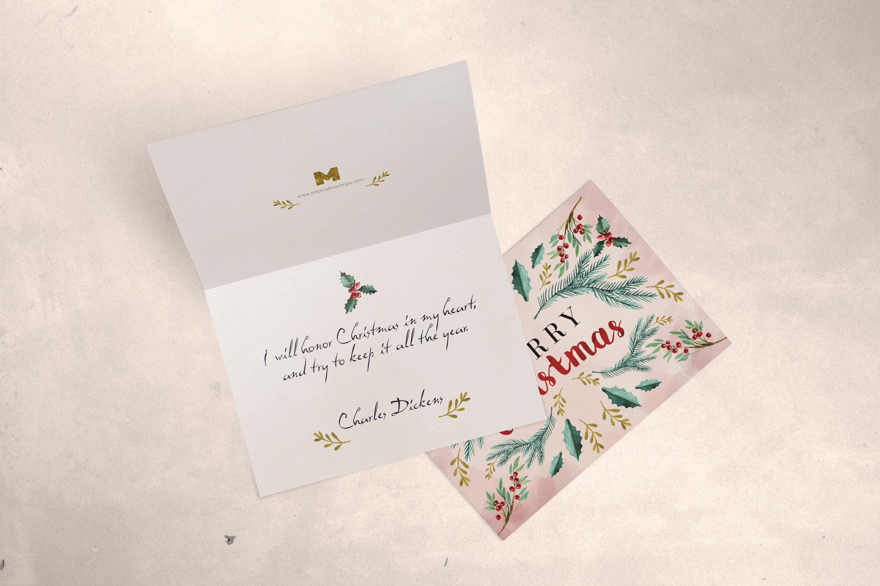 贺卡邀请卡封面&内页设计效果图样机03 Greeting Card Mockup 03插图(1)