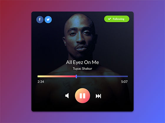 Dark Music Player素材之家精选sketch素材