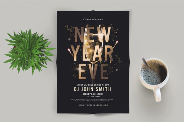 新年前夜活动邀请海报传单素材库精选PSD模板 New Year Eve