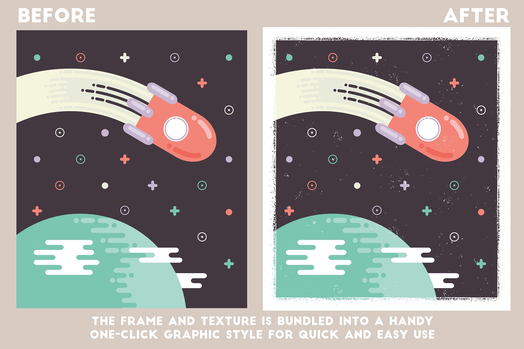 凌乱的墨水纹理和框架矢量素材下载 Poster Press Screen-Print Creator [ai]插图(2)