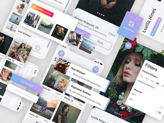 Chati 陌生人社交应用界面素材之家精选sketch素材