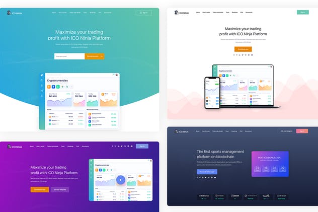 区块链/加密货币/比特币概念插画创意着陆页UI模板合集 Blockchain, Crypto & Bitcoin Landing Page Pack插图(6)
