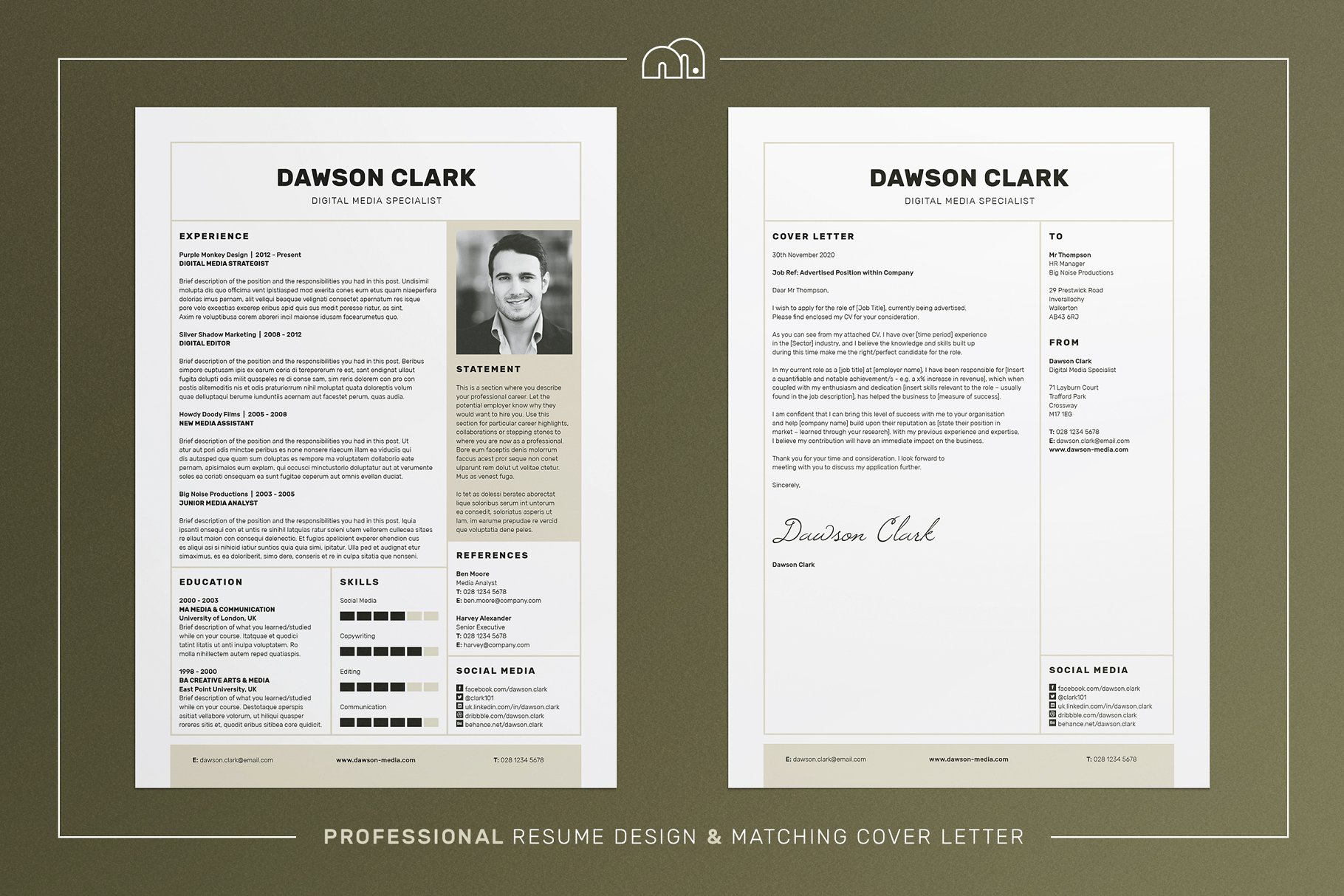 复古经典表格式简历模板 Dawson – Resume/CV插图(1)