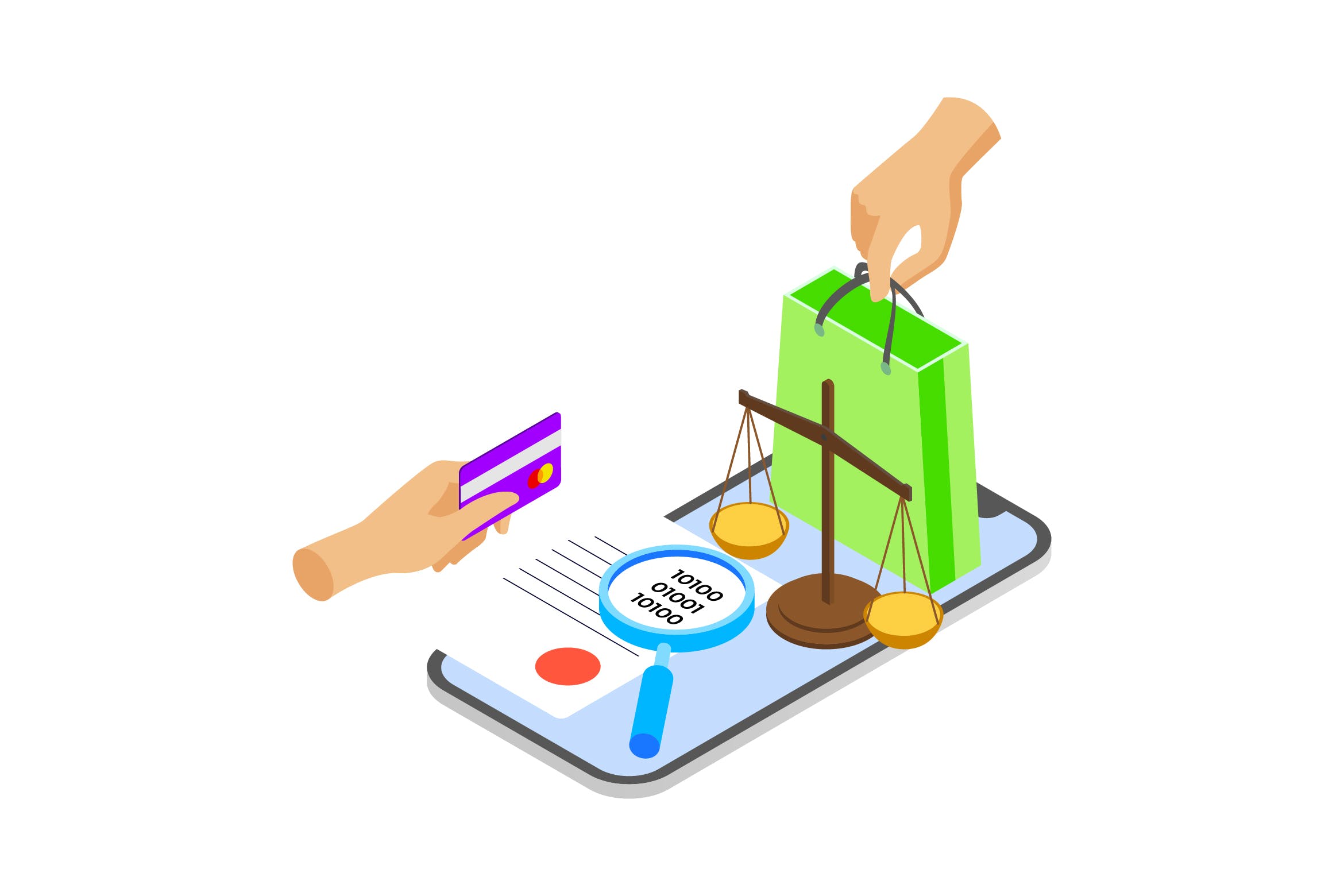 区块链技术智能合约概念插画素材v10 Smart Contract on Blockchain Isometric 10 – TU插图