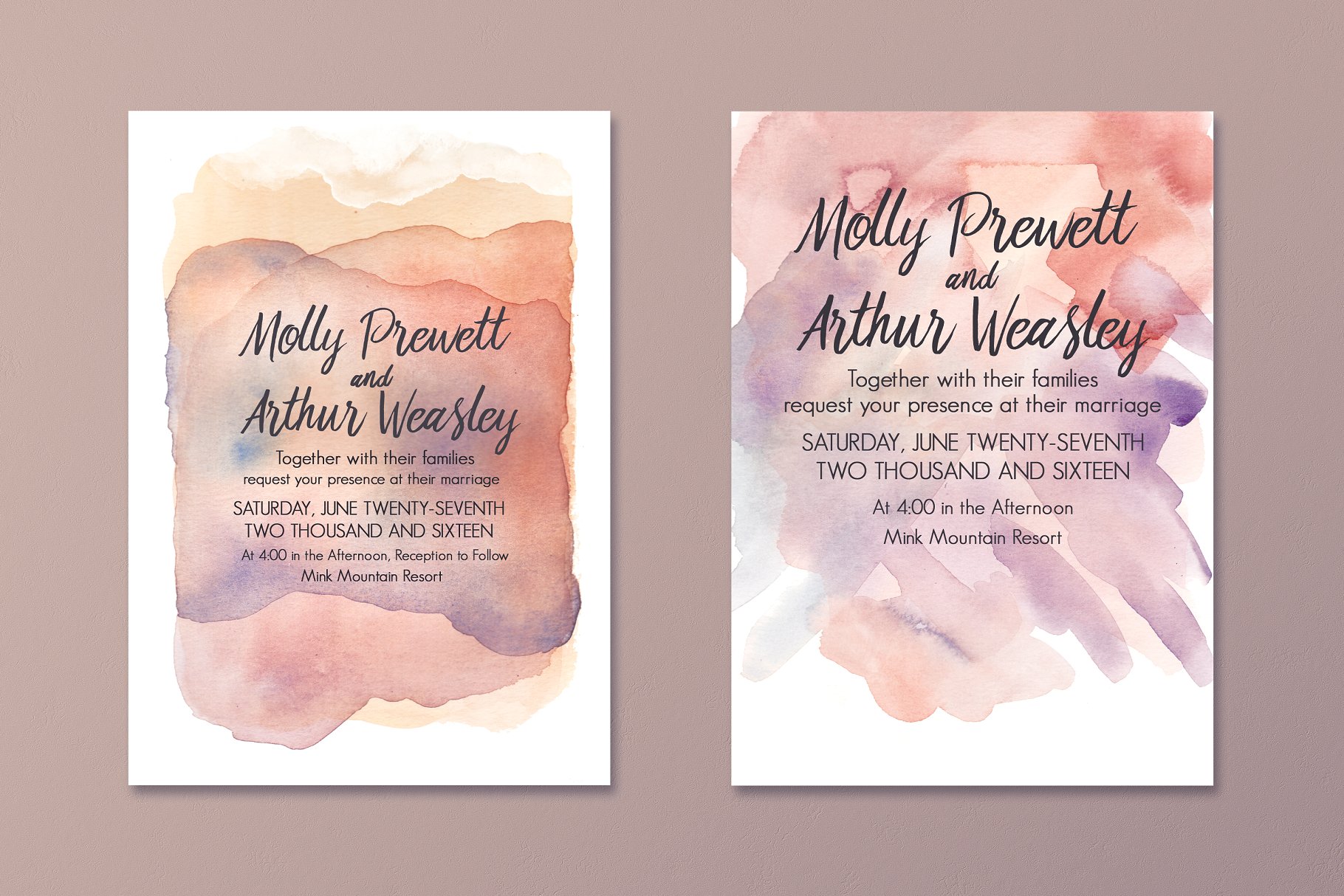 梦幻水彩婚礼邀请函模板合集 The Dreamy Watercolour Collection插图(2)