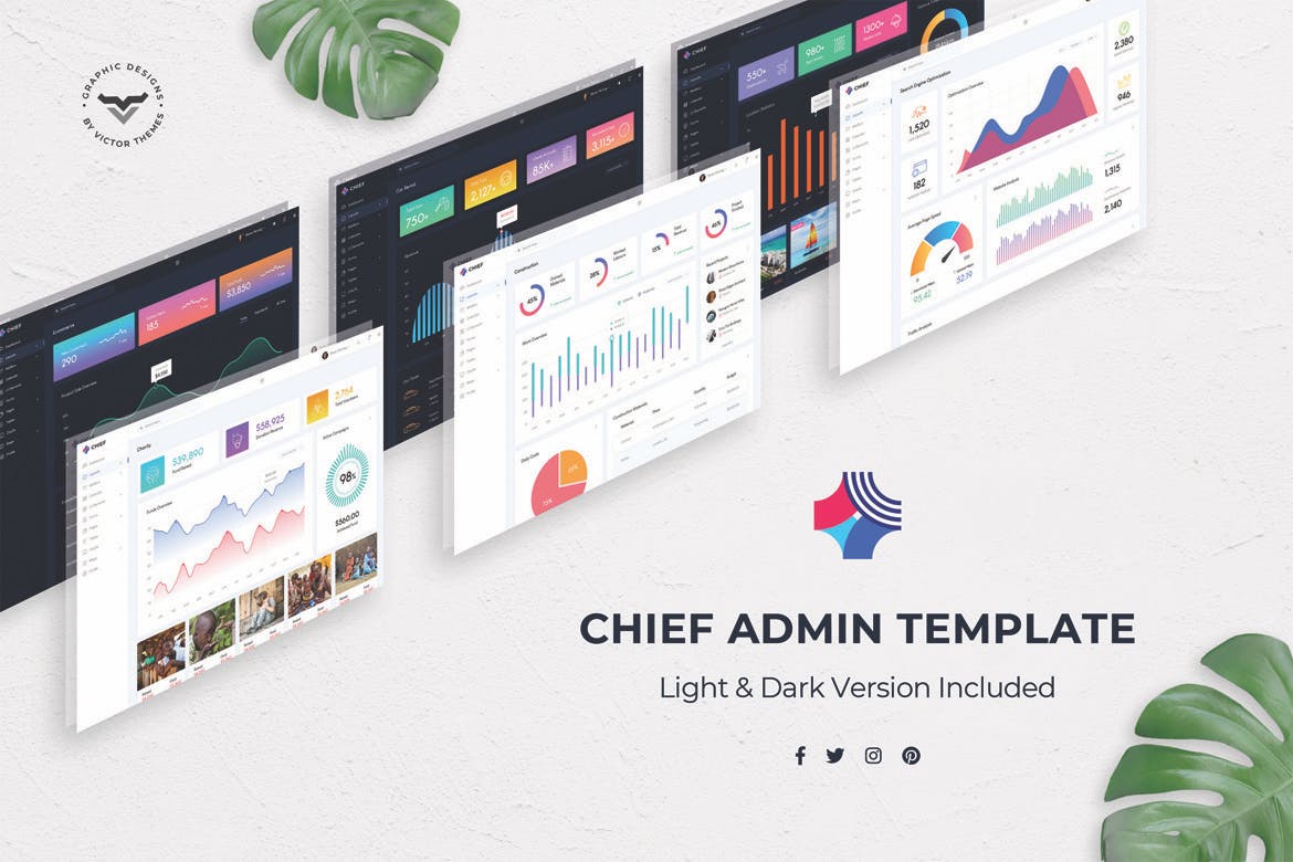 Web应用程序管理系统UI界面设计PSD模板 Chief – Admin Dashboard PSD Template插图(1)