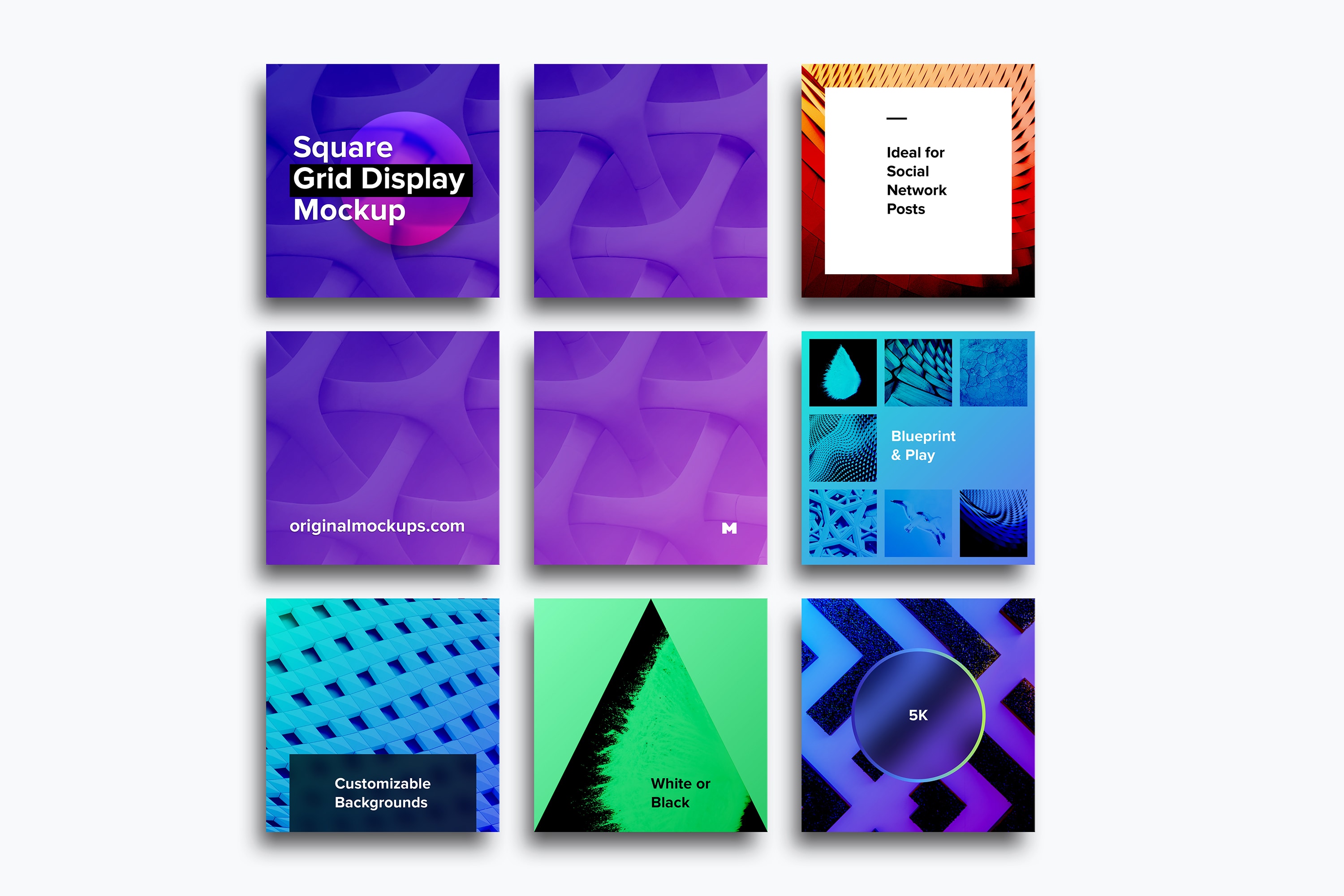 方形网格设计预览样机模板 Square Grid Display Mockup插图