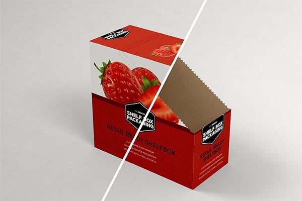 零售货架箱包装设计VI样机展示模型mockups