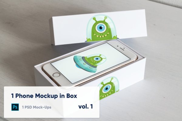 实体键盘iPhone手机开箱演示素材库精选样机模板v1 1 Phone Mockup in Paper Box – Vol. 1