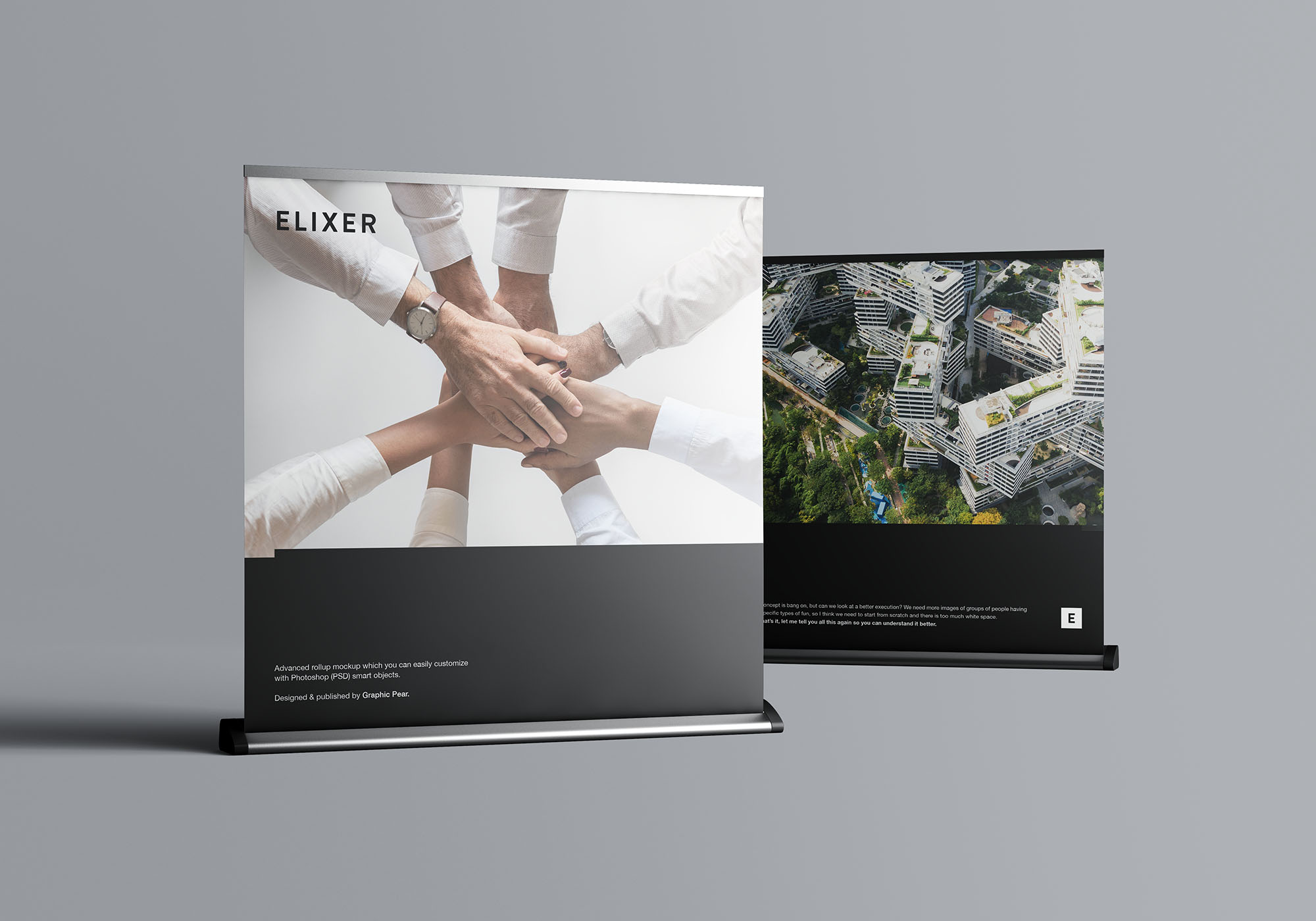 立式方形海报展架PSD样机模板 Wide Rollup Mockup插图(4)