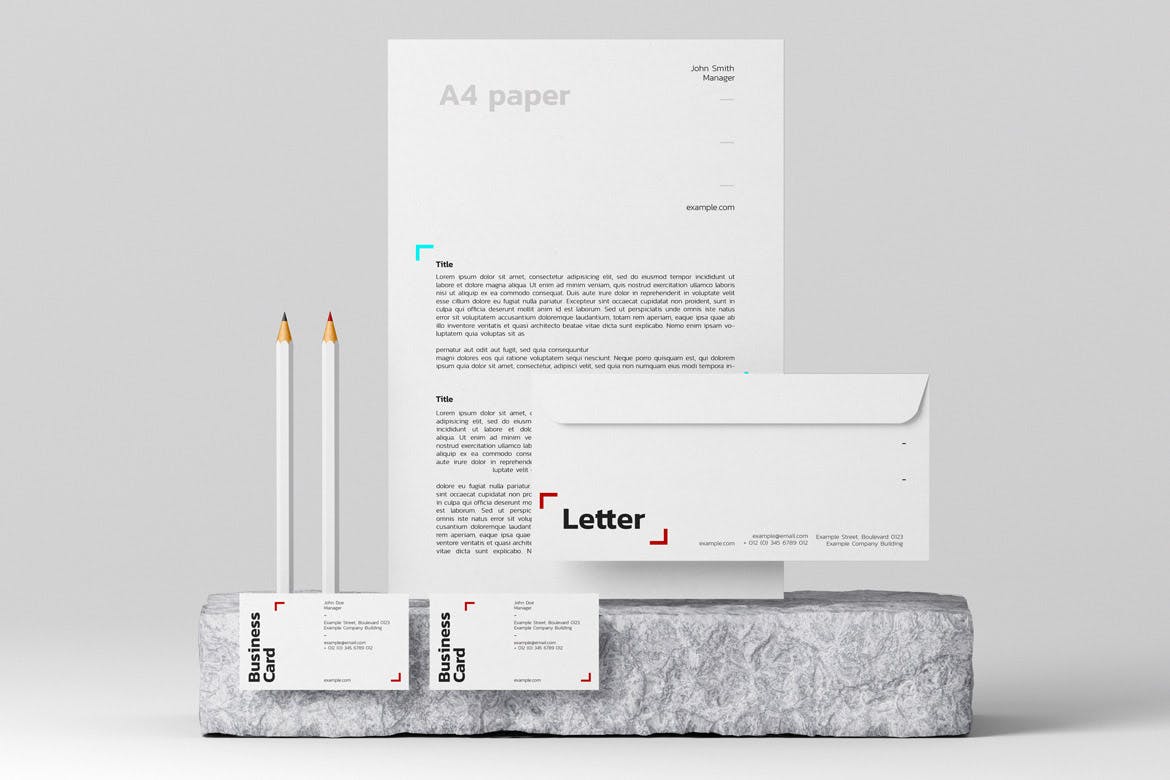 品牌VI设计常用办公用品展示素材库精选模板v3 Stationery Mock-Up Template插图(3)