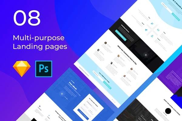 素材库下午茶：多用途的企业产品服务官网网页UI模版下载[Sketch,PSD]