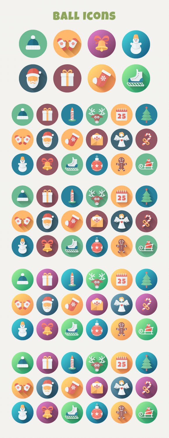 扁平设计风格圣诞节主题矢量素材包 Christmas Flat Set | Vector Icons Bundle插图(1)
