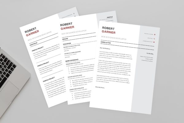 极简设计风格网站设计开发职位应聘简历设计模板 Robert Developer Resume Designer