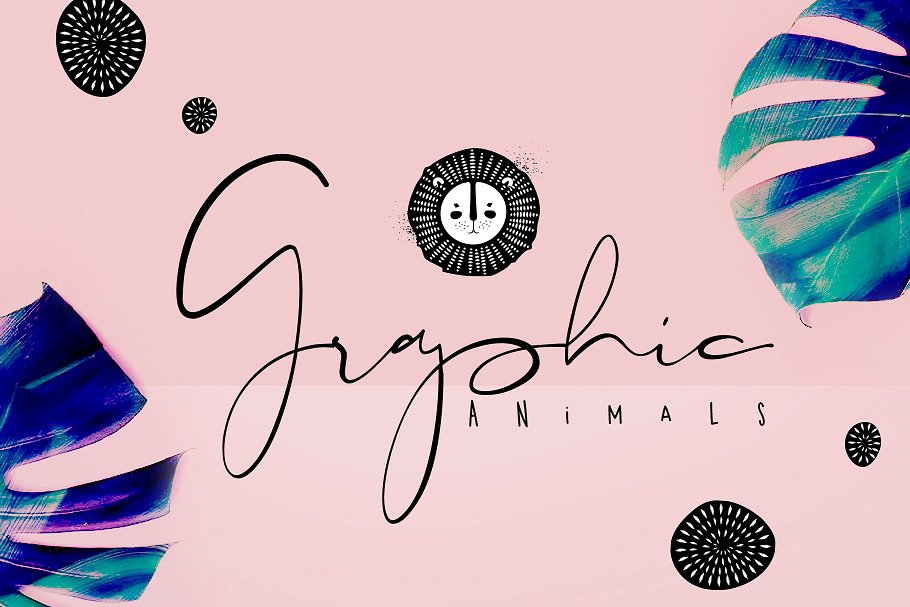 动物工艺装饰图案插画 Graphic Animals插图