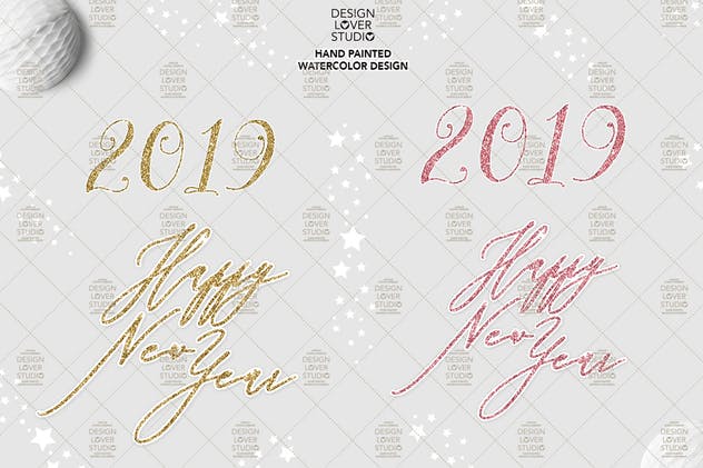 新年华丽闪亮设计元素剪贴画素材 Happy New Year design插图(4)