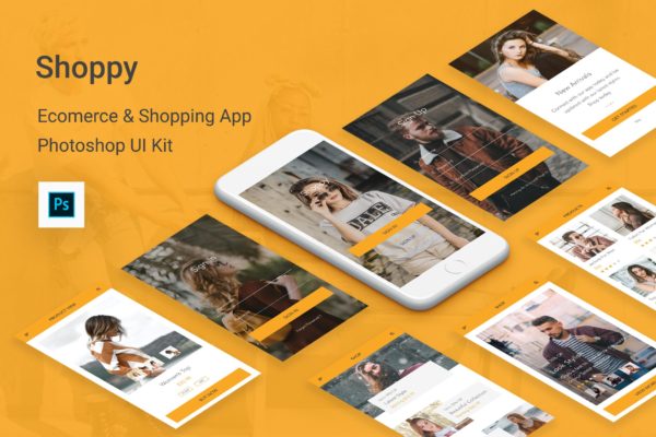 网上商城电子商务APP应用程序UI设计套件PSD模板 Shoppy – Ecommerce Mobile App for Photoshop