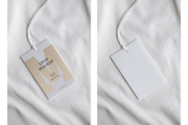 服装服饰标签吊牌样机 Clothes label tag blank white mockup