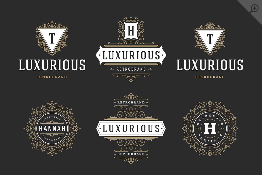 50个奢华装饰Logo及徽章  50 Ornament logos & badges插图(4)