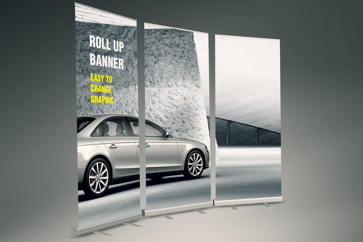 易拉宝X展架海报设计效果图样机素材库精选模板 Roll-up Banner Mock-up插图