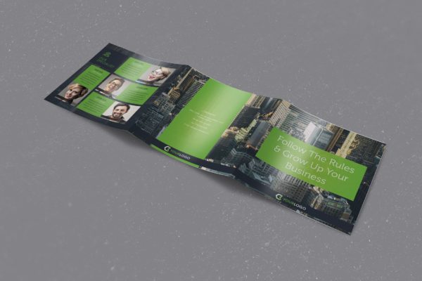 正方形三折页商务宣传单设计模板 Corporate Business Square Trifold