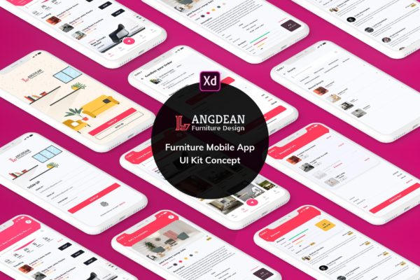 家具商城APP应用UI设计素材库精选套件XD模板 Furniture Mobile App UI Kit Light Version (XD)