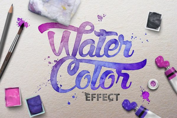 逼真水彩文本文字特效样式 Watercolor Scene Text Mockups