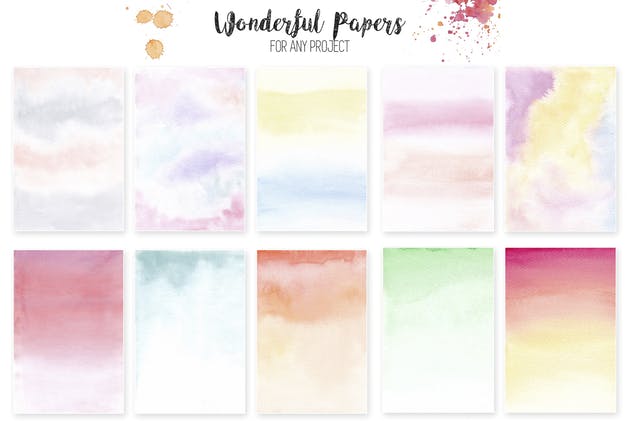 水彩手工制作纸张纹理合集 Watercolor Wonderful Papers插图(1)