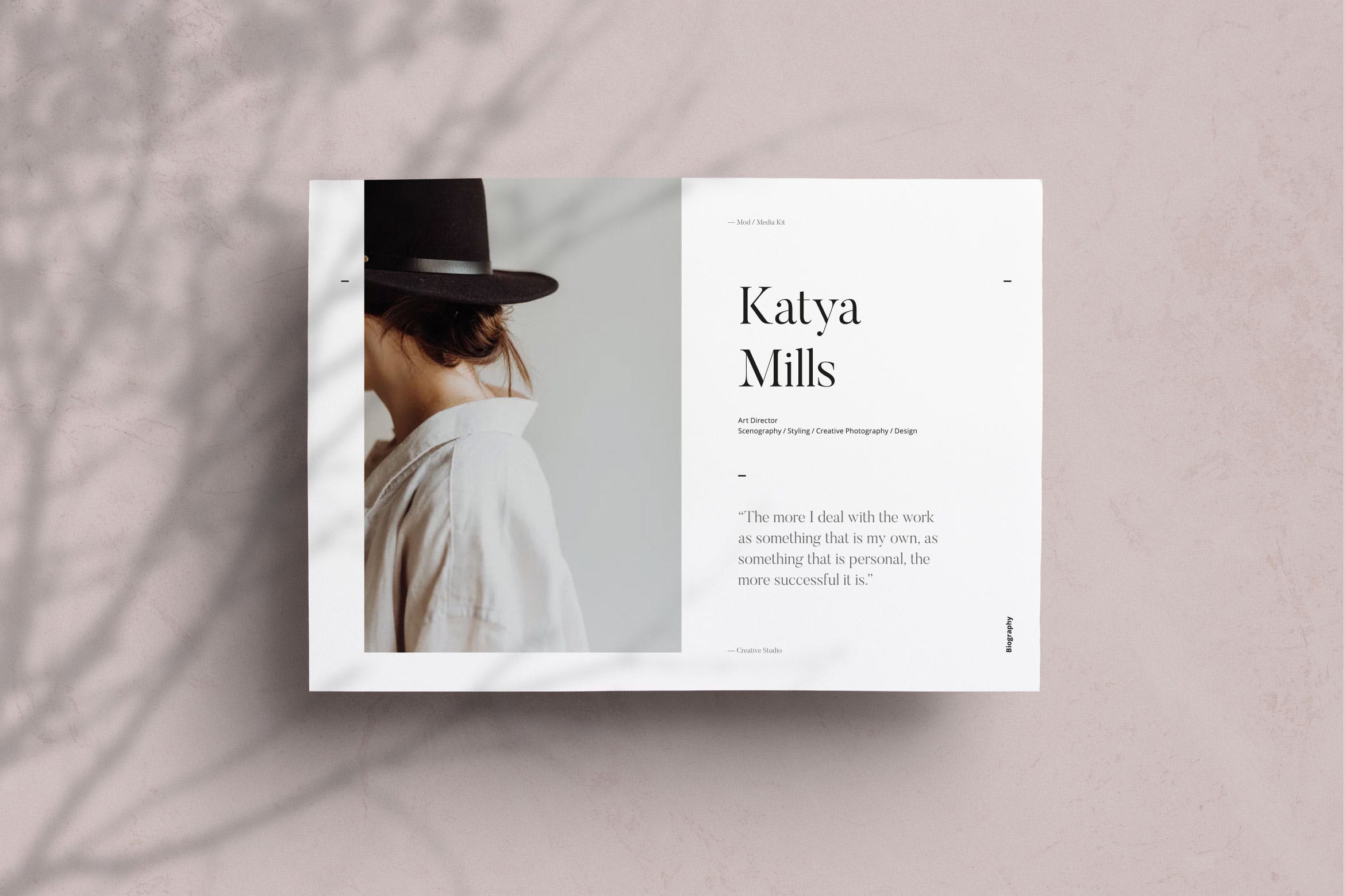 单页人物/品牌介绍INDD模板 Mod Biography Slide插图