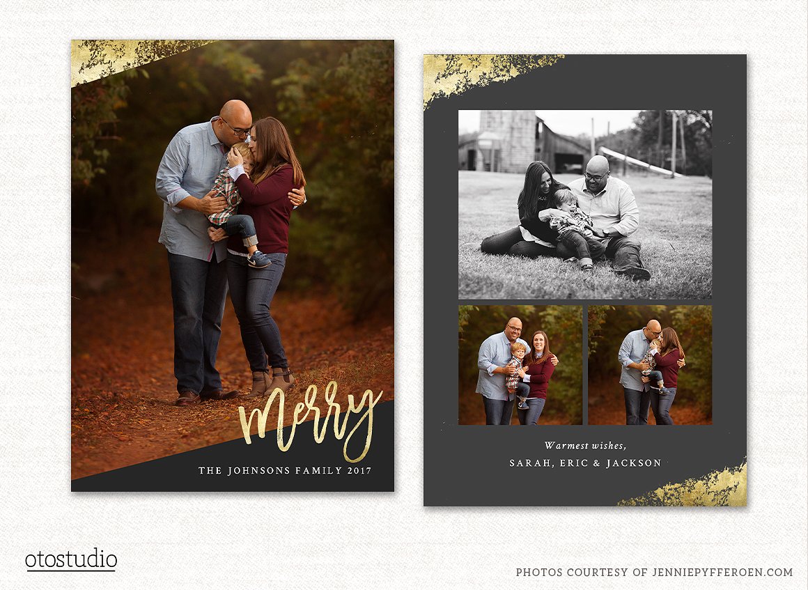 圣诞节主题照片贺卡设计模板 Christmas Card Template Merry CC127插图