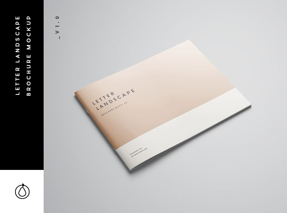 信纸尺寸规格横向小画册样机模板 Letter Landscape Brochure Mockup