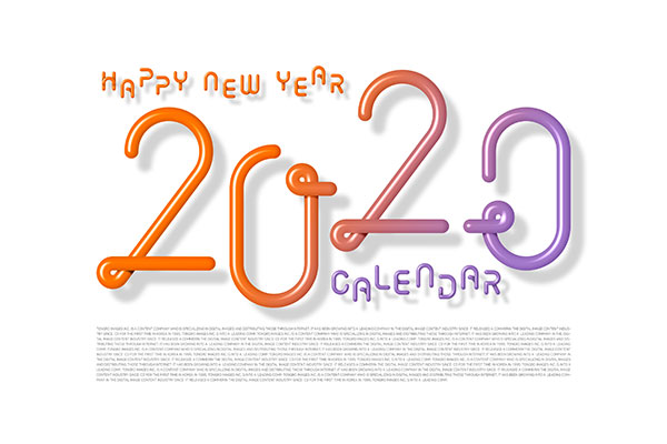 扭气球3D效果2020字体新年海报设计素材