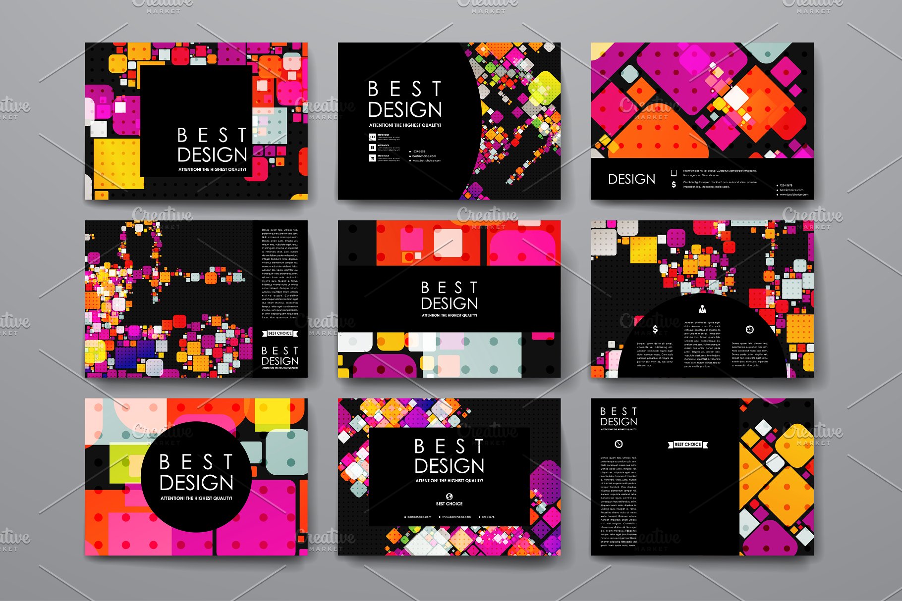 深色抽象风格的卡片模板 Cards in abstract style插图(1)