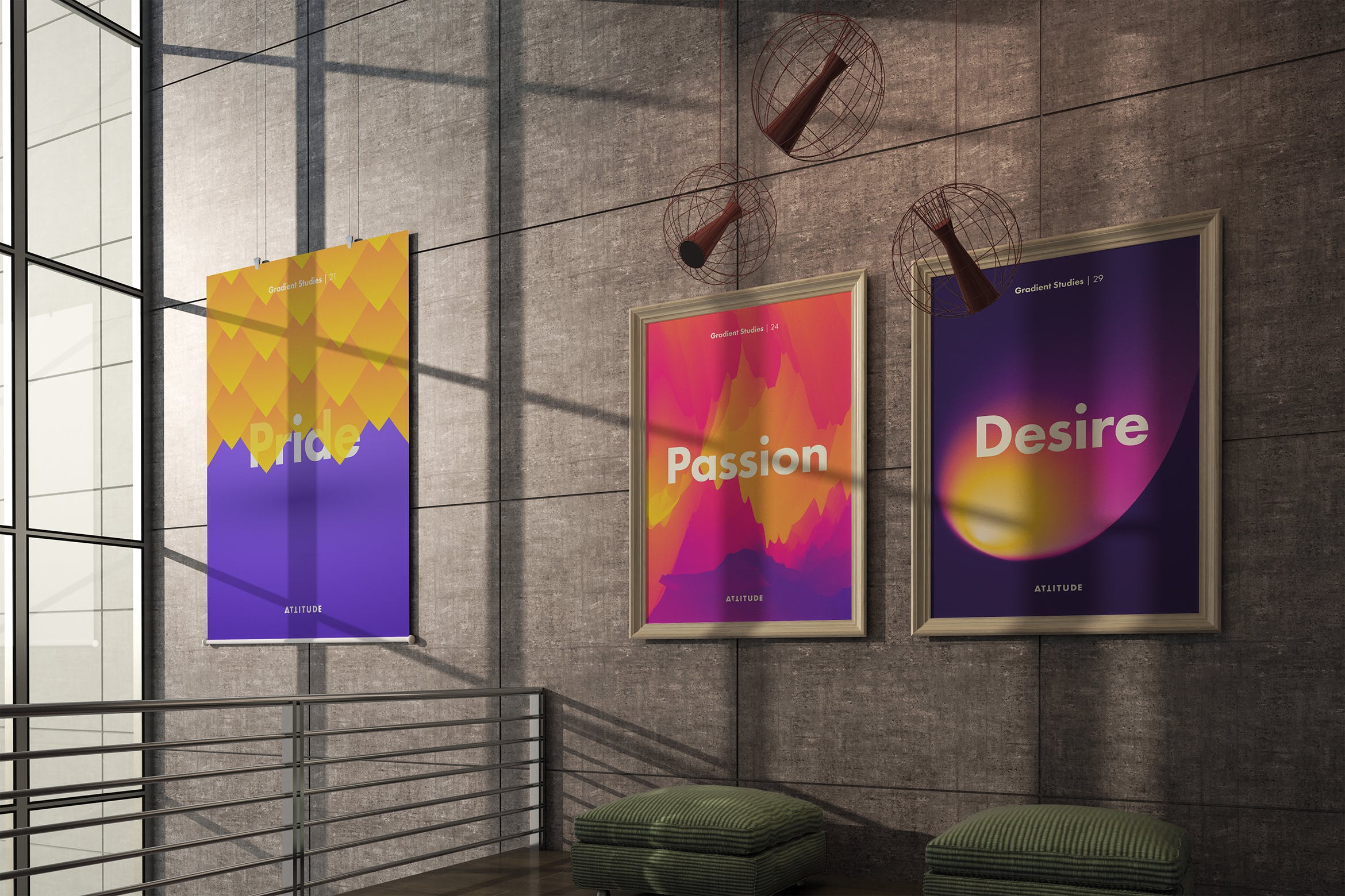 挂墙画框画廊展览样机模板素材3 Gallery Mockup 3插图