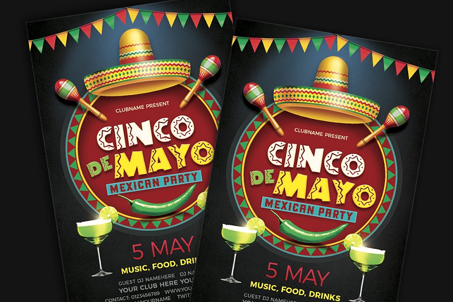 拉美裔文化节活动海报模板 Cinco De Mayo插图(1)